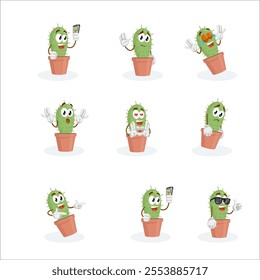 All-Set Cactus Logo Mascot Design: Perfect for Unique, Natural, and Creative Branding in the Outdoor, Gardening, or Desert-Inspired Industry