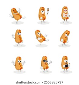 All-Set Hotdog Logo Mascot Design Perfect for Fun, Playful, and Creative Branding in the Fast Food, Snack, or Street Food Industry