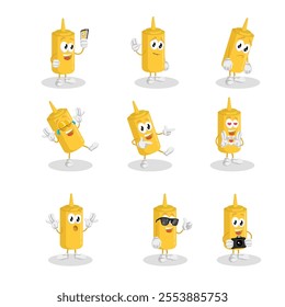 All-Set Mustard Logo Mascot Design Ideal for Bold, Playful, and Creative Branding in the Food, Condiment, or Fast Food Industry