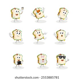 All-Set Sandwich Logo Mascot Design Perfect for Fresh, Fun, and Creative Branding in the Food, Deli, or Snack Industry