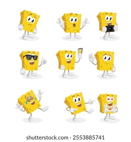All-Set Sponge Logo Mascot Design: Perfect for Fun, Playful, and Versatile Branding in the Cleaning, Household, or Educational Industry
