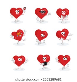 All-Set Valentine Heart Logo Mascot Design Perfect for Romantic, Playful, and Creative Branding for Valentine's Day or Love-Themed Campaigns