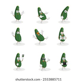All-Set Zucchini Logo Mascot Design Ideal for Fresh, Healthy, and Creative Branding in the Food, Agriculture, or Organic Industry