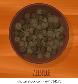 Allspice flat design vector icon. Flavor spices and herbs menu template collection.