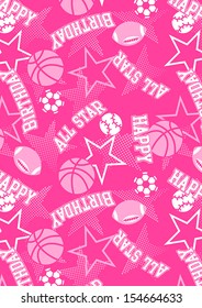 All-star Happy Birthday.
Illustrator swatch of repeat pattern included.