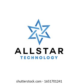 Allstar logo design vector template with Modern Line Concept style.