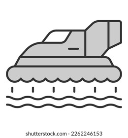All-terrain vehicle on an air cushion - icon, illustration on white background, grey style