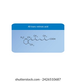 All-trans-retinoic acid skeletal structure diagram. compound molecule scientific illustration on blue background.