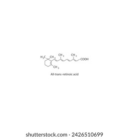 All-trans-retinoic acid skeletal structure diagram. compound molecule scientific illustration on white background.