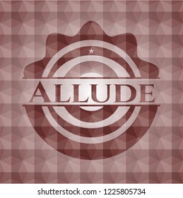 Allude red badge with geometric pattern background. Seamless.
