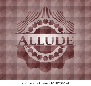 Allude red emblem with geometric background. Seamless.