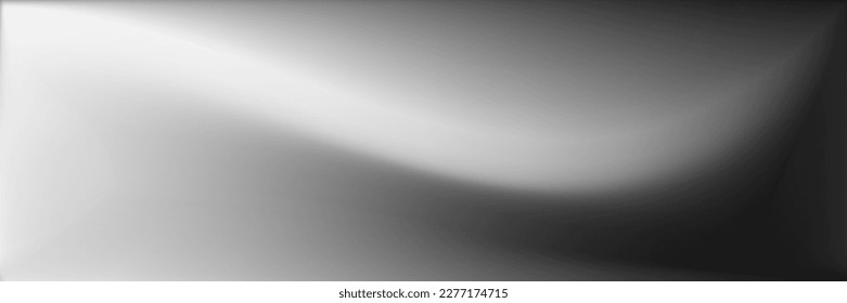 Malla de gradiente ondulada monocromática de aluminio. Ilustración de superficies lisas metálicas. El fondo de la superficie suave y natural gris. Malla de gradiente ondulado blanco y negro. Fondo de la oficina gris plateado.