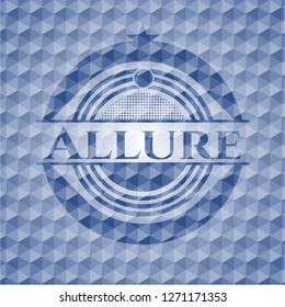 Allure blue badge with geometric pattern.