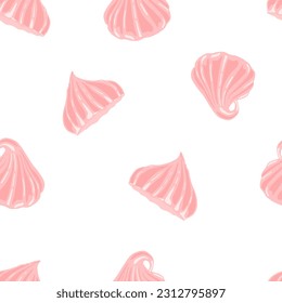 Allure dessert seamless pattern, pink candies, white background