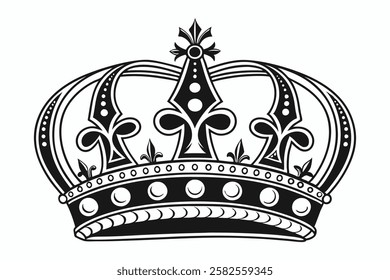 The Allure of a Luxurious Crown Black color line art