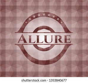 Allure red seamless emblem with geometric pattern background.