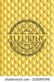 Alluring golden emblem or badge. Scales pattern. Vector Illustration. Detailed.