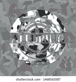 Alluring grey camo emblem. Vector Illustration.