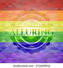 Alluring on mosaic background with the colors of the LGBT flag. 