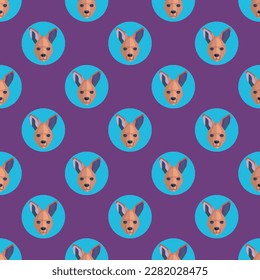 Tejido cuadrado con dibujo animado. Patrón sin foco con coyote sobre fondo azul de pizarra oscura. Diseño de una portada de libros para niños con un patrón animal.