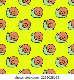 Alluring square tile with an animated animal sketch. Seamless pattern with snail on dim gray background. Design for magazines with photos of different animals.