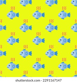 Alluring square tile with an animated food sketch. Seamless pattern with fish on pear background. Design for websites to help create a unique and memorable experience.