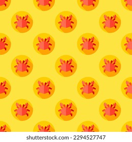 Alluring square tile with an animated food sketch. Seamless pattern with crab on sandstorm background. Design for a flexible wrap for sushi.