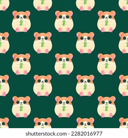 Alluring square tile displaying a delightful animal rendering. Seamless pattern with hamster on hansa yellow background. Design for postcards with images of exotic animals.