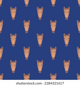 Alluring square tile displaying a delightful animal rendering. Seamless pattern with horse on linen background. Design for a children’s book cover with an animal pattern.