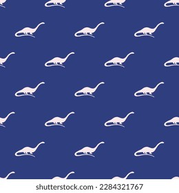 Alluring square tile displaying a delightful animal rendering. Seamless pattern with mamenchisaurus dinosaur shape on linen background. Design for a children’s book cover with an animal graphic.