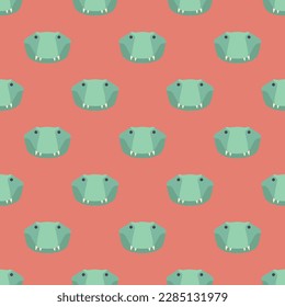 Alluring square tile displaying a delightful animal rendering. Seamless pattern with crocodile on tea rose (rose) background. Design for a logo with an animal portrait.