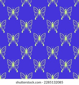 Alluring square tile displaying a delightful animal rendering. Seamless pattern with femenine butterfly design top view on medium spring bud background. Design for a placemat with an animal icon.