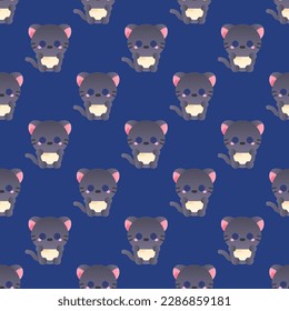 Alluring square tile displaying a delightful animal rendering. Seamless pattern with cat on linen background. Design for a notebook with an animal design.