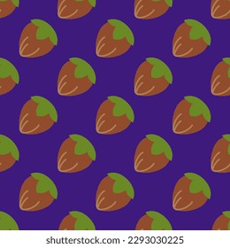Alluring square tile displaying a delightful food rendering. Seamless pattern with hazelnut on flame background. Design for a square motif.