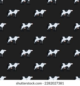 Alluring square tile sporting an exciting animal drawing. Seamless pattern with cow on desert sand background. Design for a greeting card with an animal drawing.