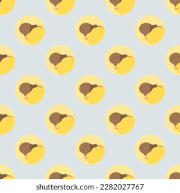 Alluring square tile sporting an exciting animal drawing. Seamless pattern with kiwi on dark slate blue background. Design for a set of stickers with animal drawings.