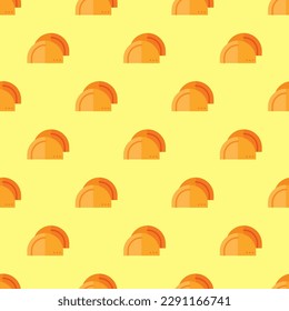 Alluring square tile sporting an exciting food drawing. Seamless pattern with roujiamo on mellow yellow background. Design for a striped border.