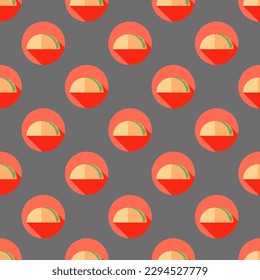 Alluring square tile sporting an exciting food drawing. Seamless pattern with taco on pear background. Design for a tribal textile.