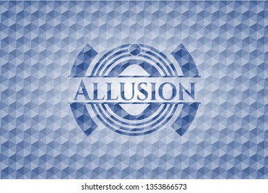 Allusion blue badge with geometric pattern.