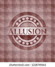 Allusion red emblem with geometric pattern. Seamless.