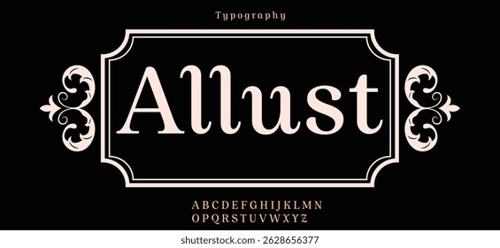 Allust modern alphabet,  digital font for dynamic tech logo, powerful headline, advanced typography. Vector typeset