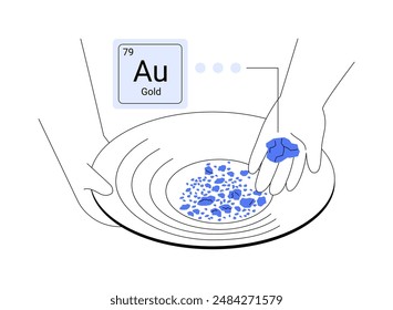 Alluvial gold deposits abstract concept vector illustration. Process of precious metals mining, discovery gold in river, raw materials industry, placer mining, alluvial deposits abstract metaphor.