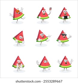 All-Watermelon Slice Star Mascot Logo Design Ideal for Refreshing, Fun, and Creative Branding in the Food or Beverage Industry