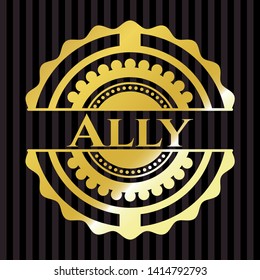 Ally gold badge or emblem. Vector Illustration. Detailed.