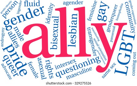 Ally LGBT Word Cloud on a white background. 