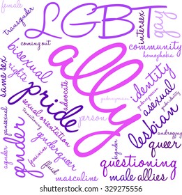 Ally LGBT Word Cloud on a white background. 