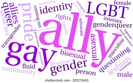 Ally LGBT Word Cloud on a white background. 