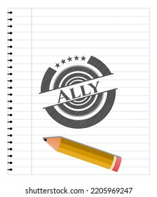 Ally Pencil Emblem. Vector Illustration. Detailed. 