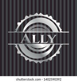 Ally silver badge or emblem. Vector Illustration. Mosaic.