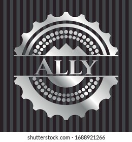 Ally silver emblem. Vector Illustration. Mosaic.